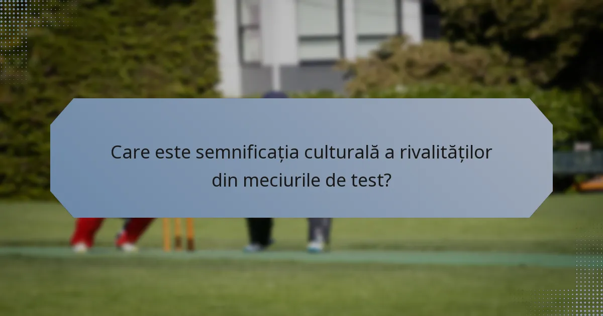 Care este semnificația culturală a rivalităților din meciurile de test?