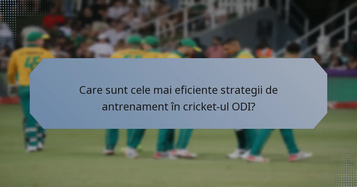 Care sunt cele mai eficiente strategii de antrenament în cricket-ul ODI?