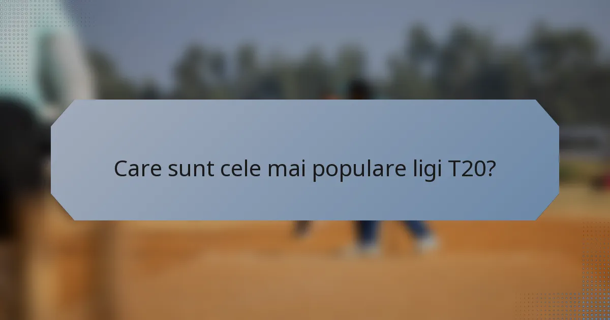 Care sunt cele mai populare ligi T20?