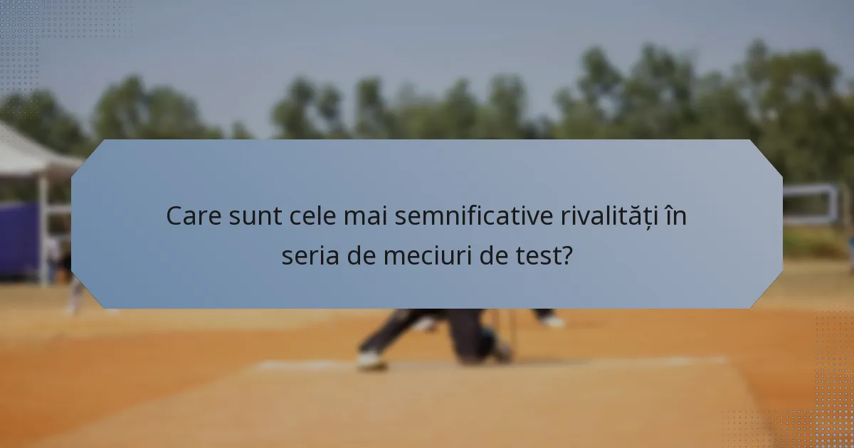 Care sunt cele mai semnificative rivalități în seria de meciuri de test?