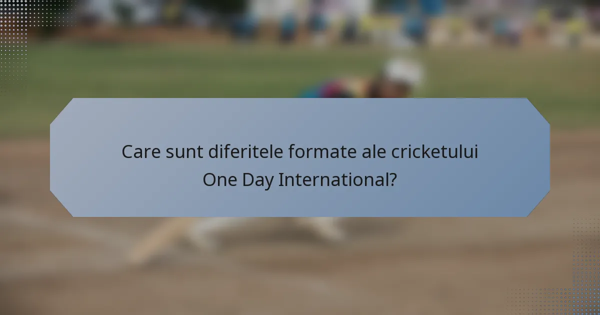 Care sunt diferitele formate ale cricketului One Day International?
