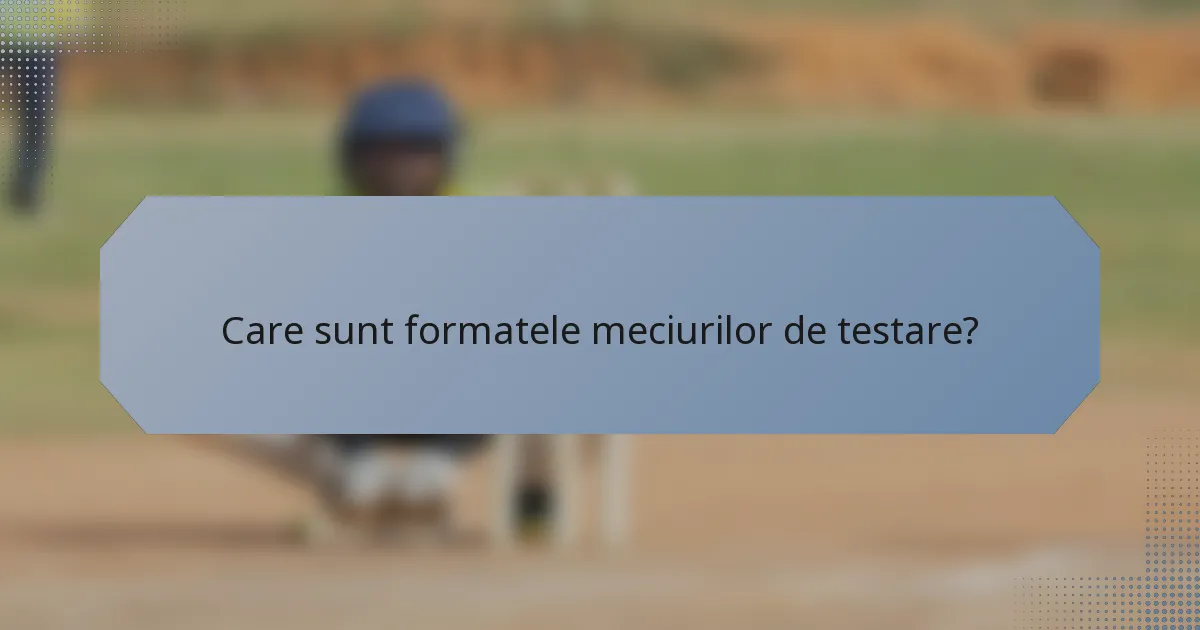 Care sunt formatele meciurilor de testare?