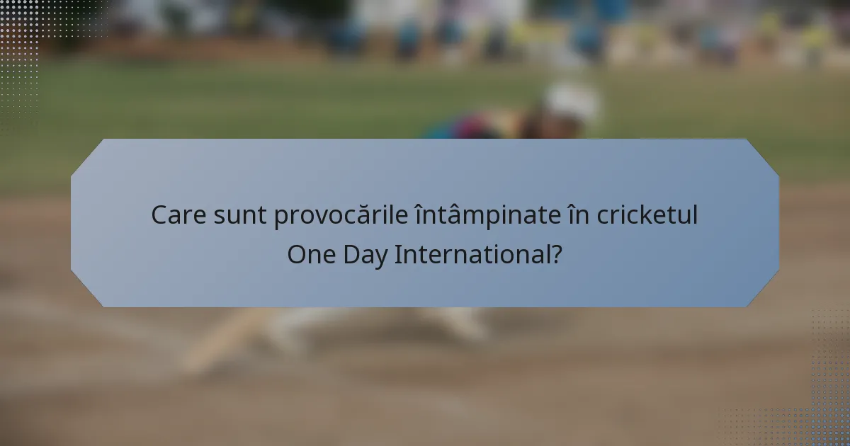 Care sunt provocările întâmpinate în cricketul One Day International?