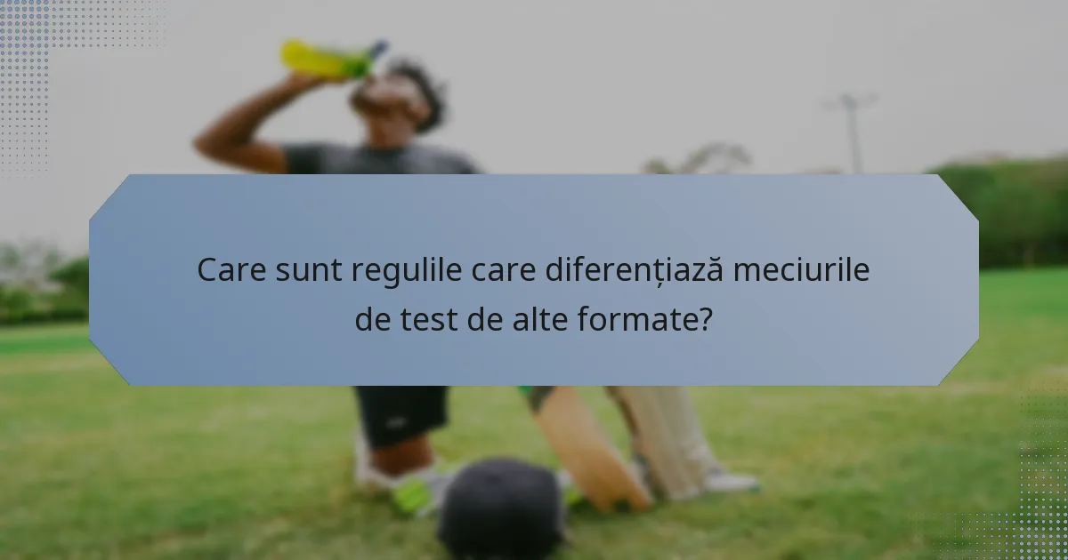 Care sunt regulile care diferențiază meciurile de test de alte formate?