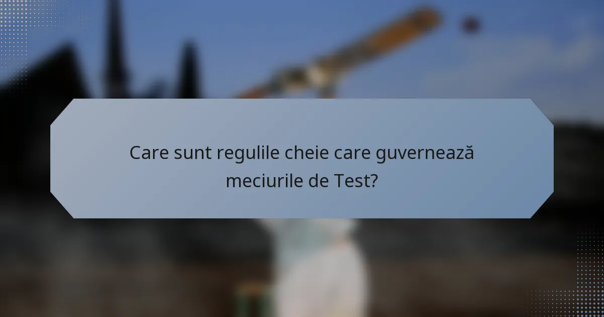 Care sunt regulile cheie care guvernează meciurile de Test?