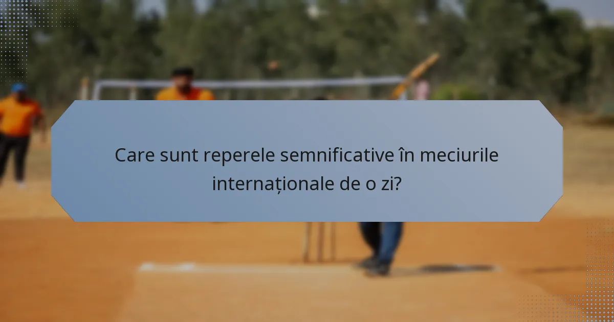 Care sunt reperele semnificative în meciurile internaționale de o zi?