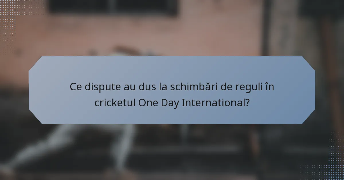 Ce dispute au dus la schimbări de reguli în cricketul One Day International?