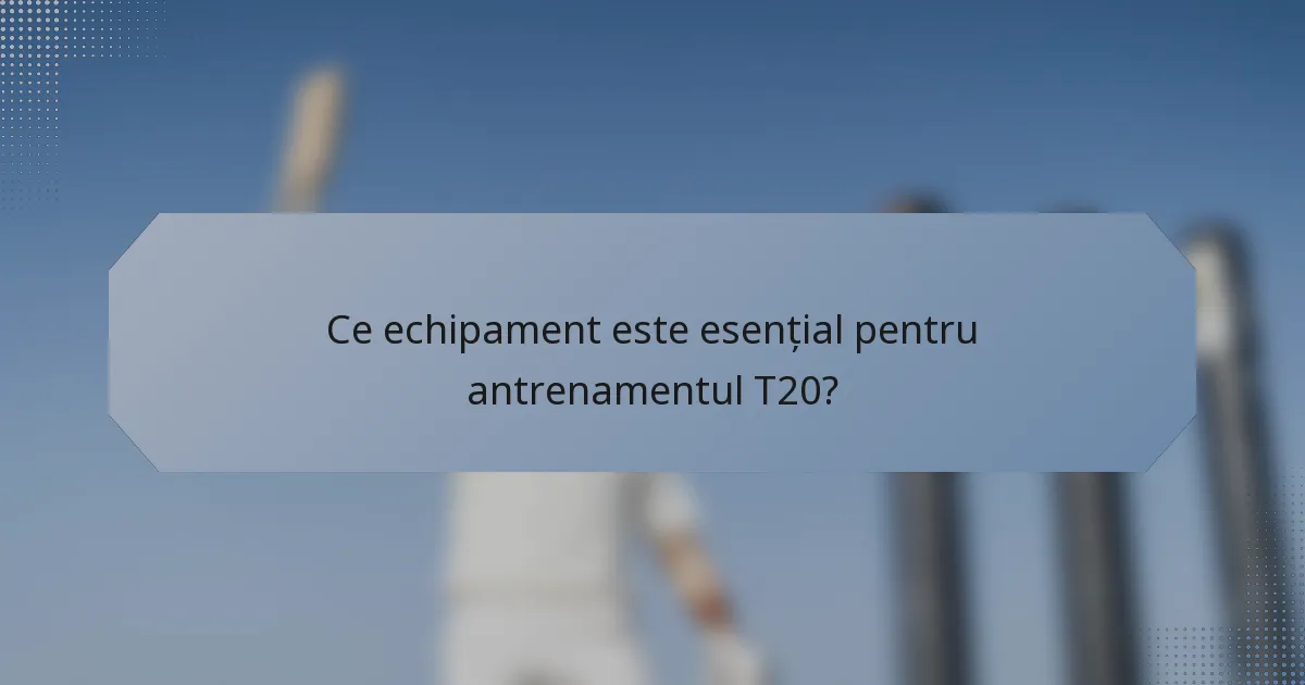 Ce echipament este esențial pentru antrenamentul T20?