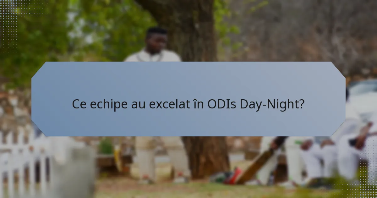Ce echipe au excelat în ODIs Day-Night?
