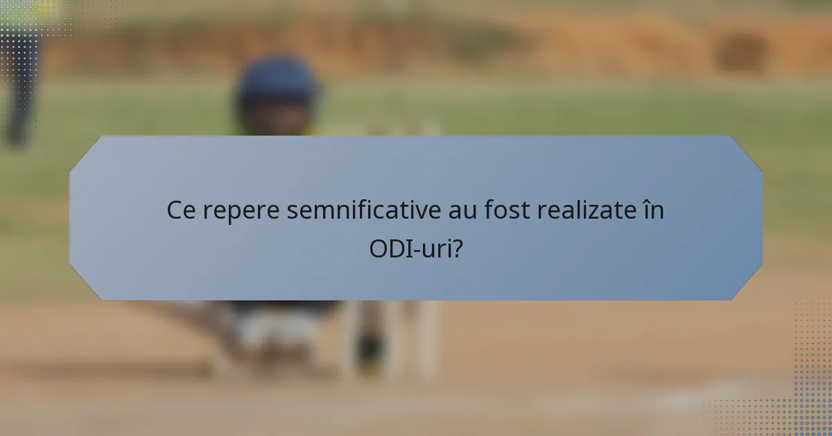 Ce repere semnificative au fost realizate în ODI-uri?