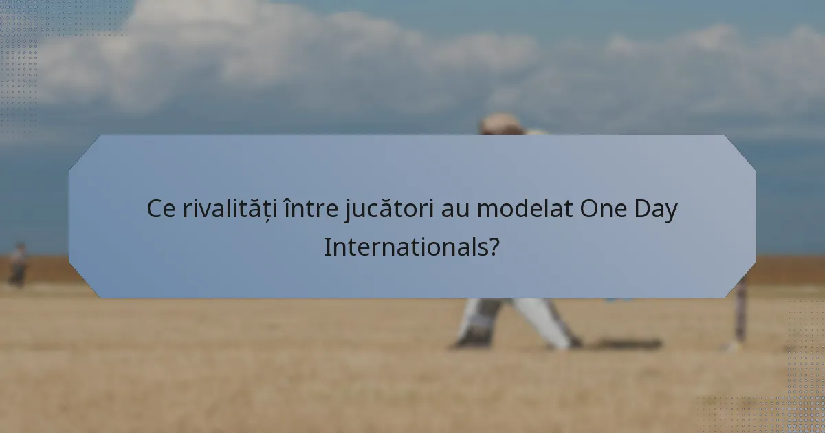 Ce rivalități între jucători au modelat One Day Internationals?