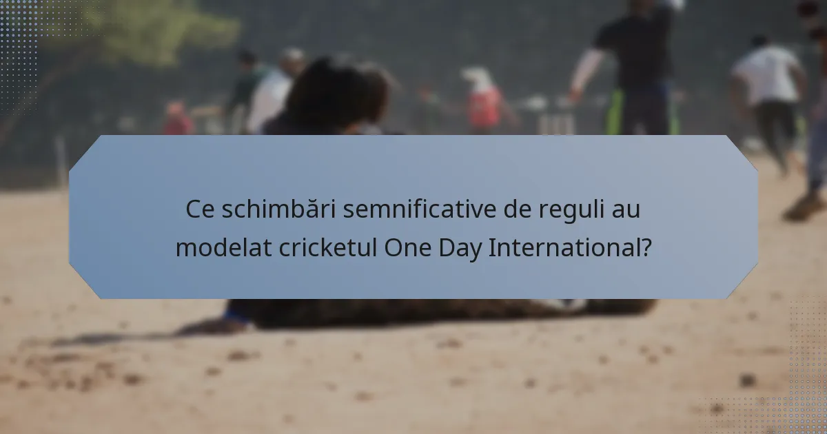 Ce schimbări semnificative de reguli au modelat cricketul One Day International?
