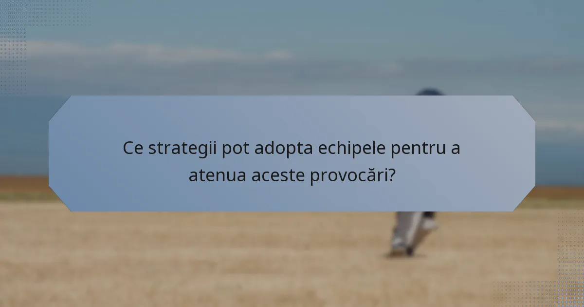Ce strategii pot adopta echipele pentru a atenua aceste provocări?