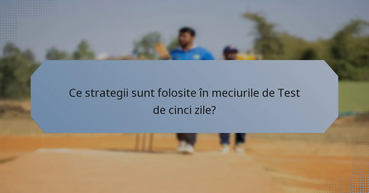 Ce strategii sunt folosite în meciurile de Test de cinci zile?