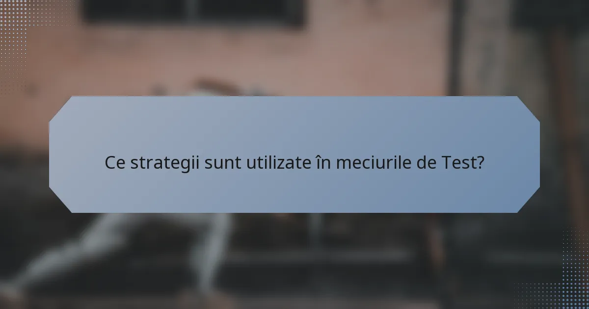 Ce strategii sunt utilizate în meciurile de Test?