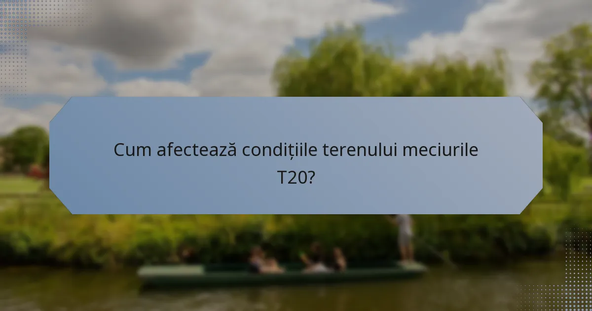 Cum afectează condițiile terenului meciurile T20?