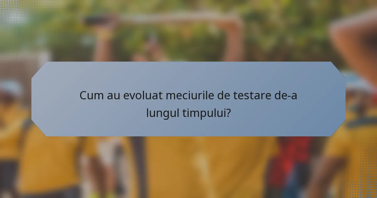 Cum au evoluat meciurile de testare de-a lungul timpului?