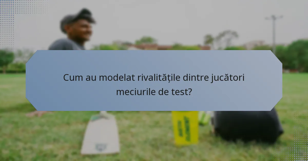 Cum au modelat rivalitățile dintre jucători meciurile de test?
