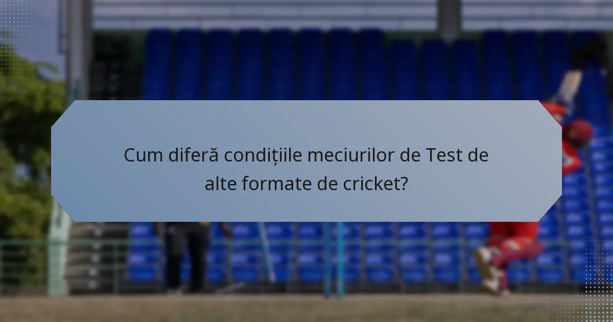 Cum diferă condițiile meciurilor de Test de alte formate de cricket?
