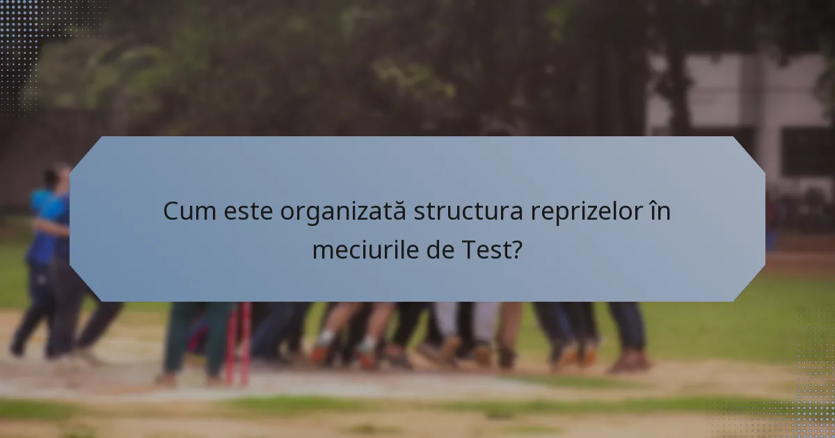 Cum este organizată structura reprizelor în meciurile de Test?