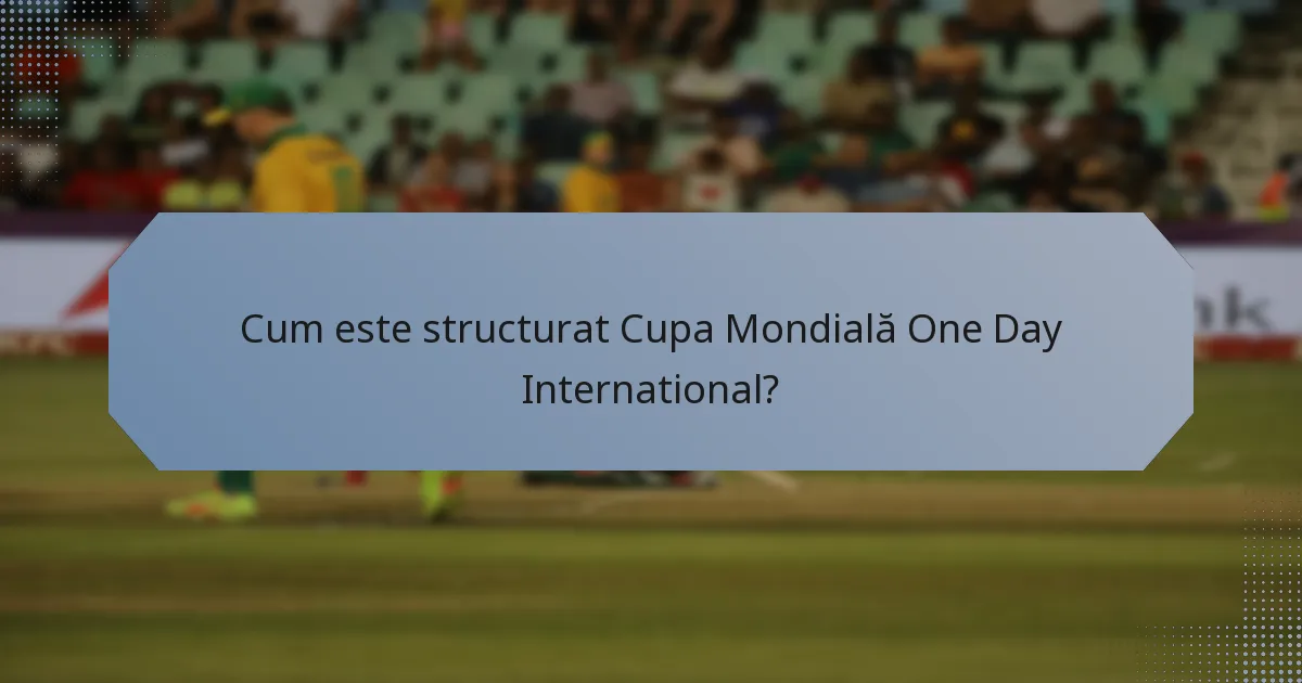 Cum este structurat Cupa Mondială One Day International?