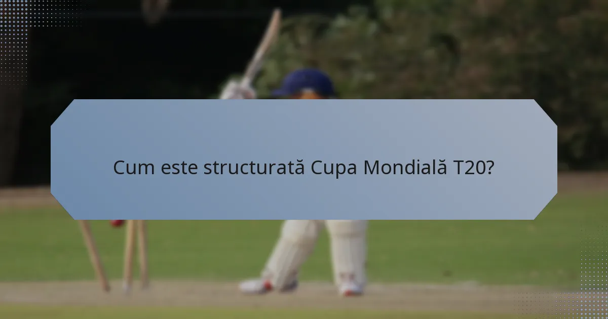 Cum este structurată Cupa Mondială T20?