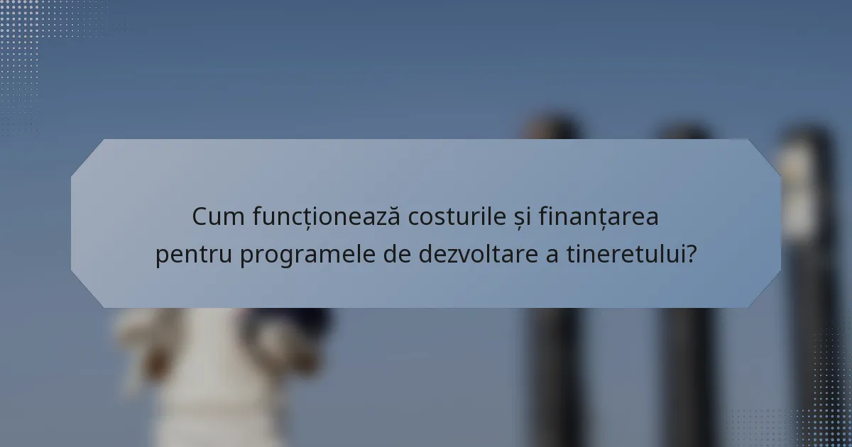 Cum funcționează costurile și finanțarea pentru programele de dezvoltare a tineretului?