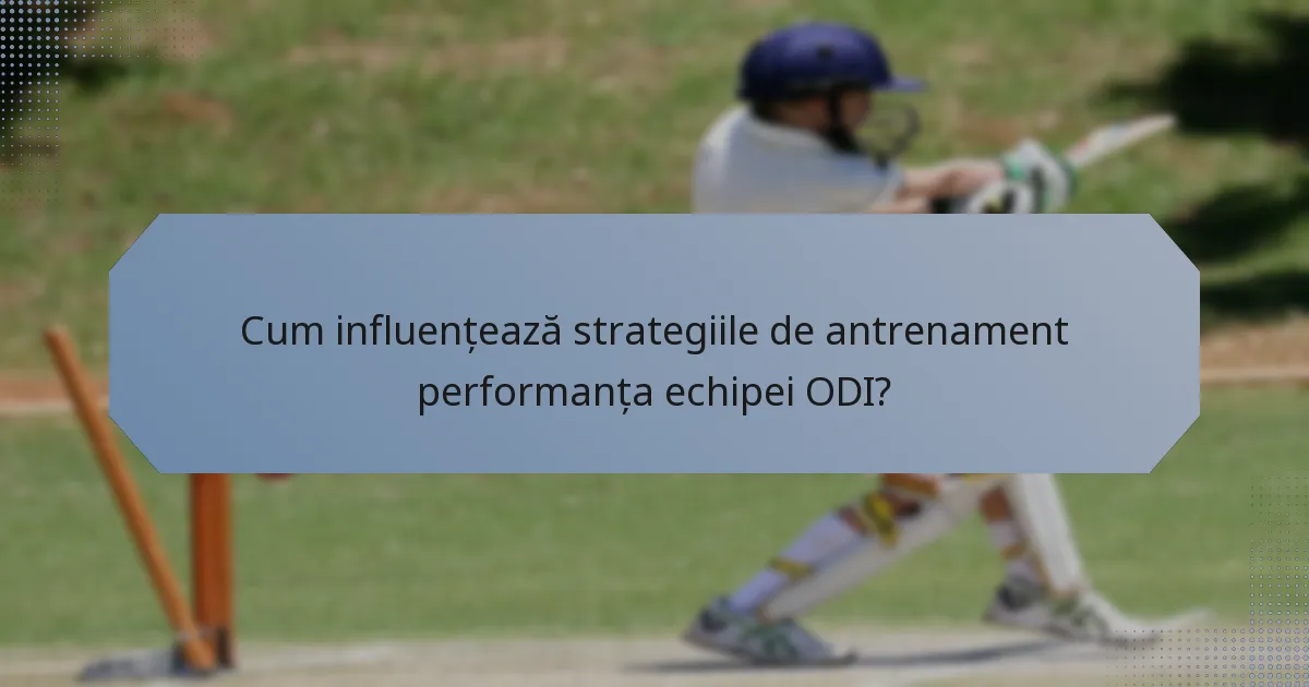 Cum influențează strategiile de antrenament performanța echipei ODI?