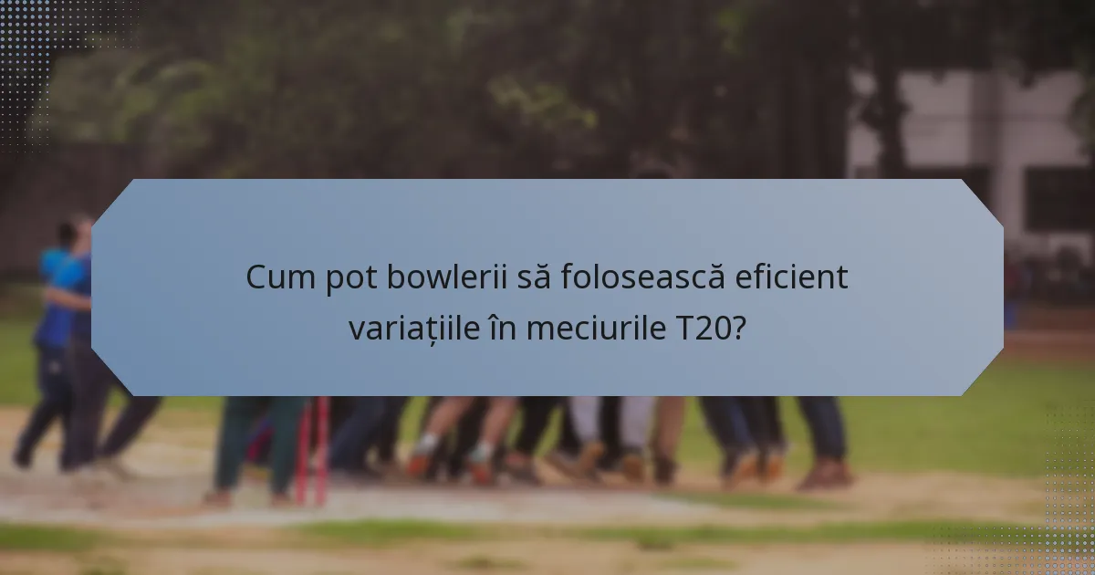 Cum pot bowlerii să folosească eficient variațiile în meciurile T20?