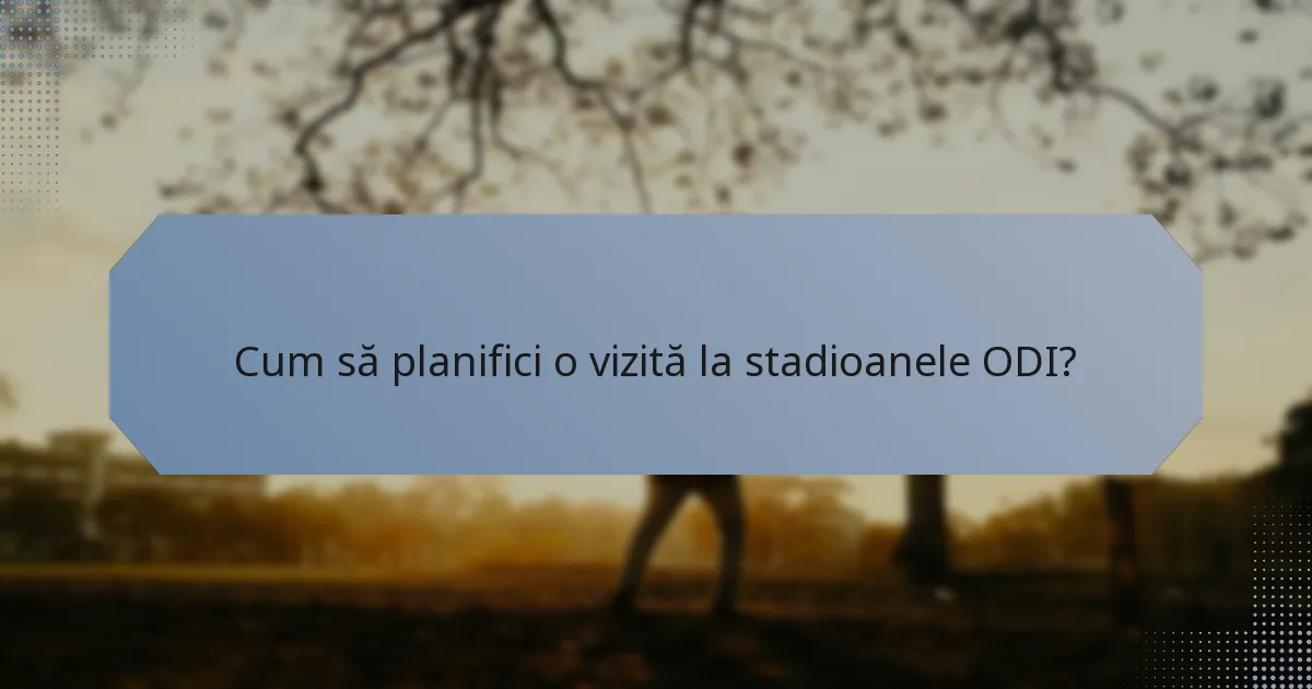 Cum să planifici o vizită la stadioanele ODI?