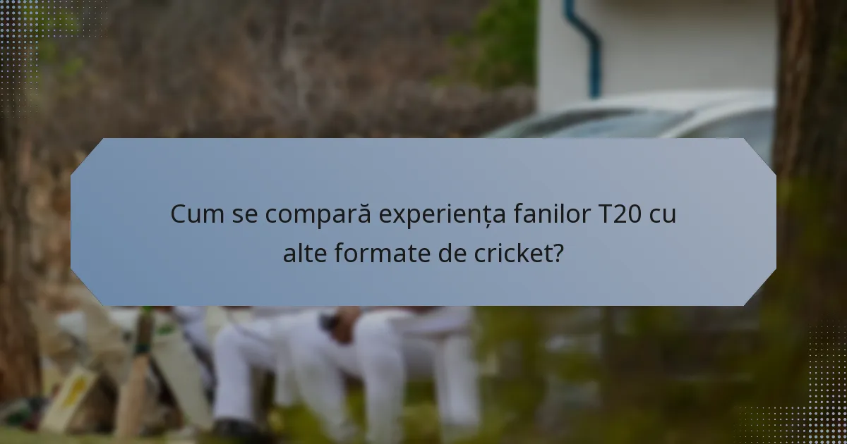 Cum se compară experiența fanilor T20 cu alte formate de cricket?