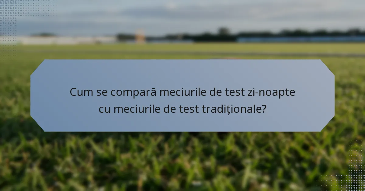 Cum se compară meciurile de test zi-noapte cu meciurile de test tradiționale?