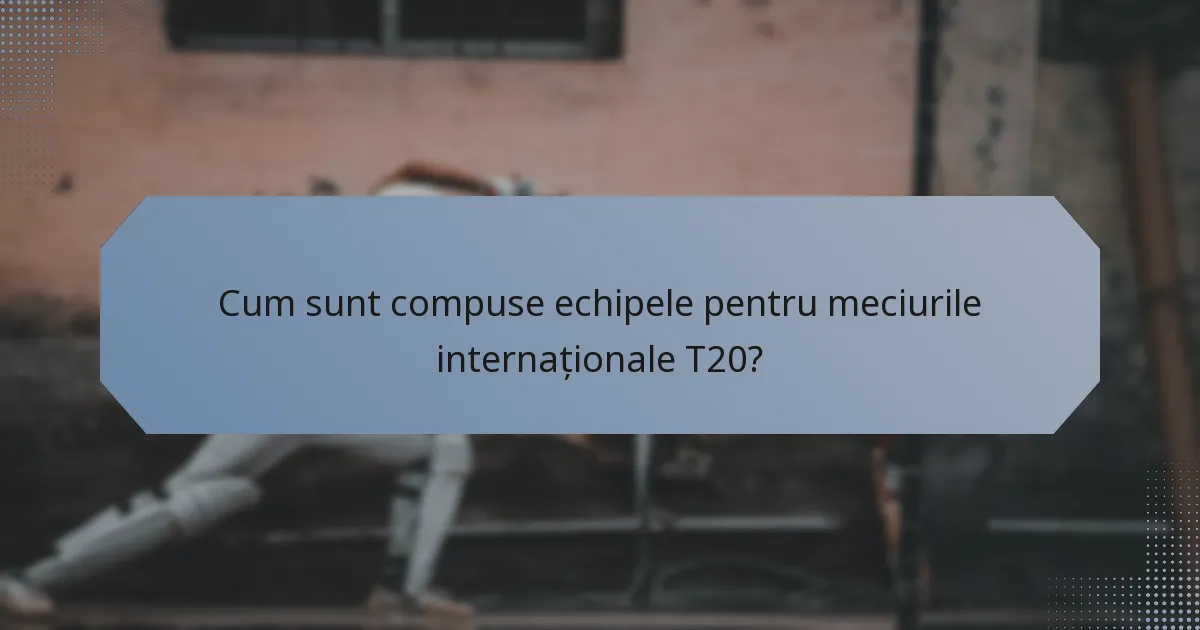 Cum sunt compuse echipele pentru meciurile internaționale T20?