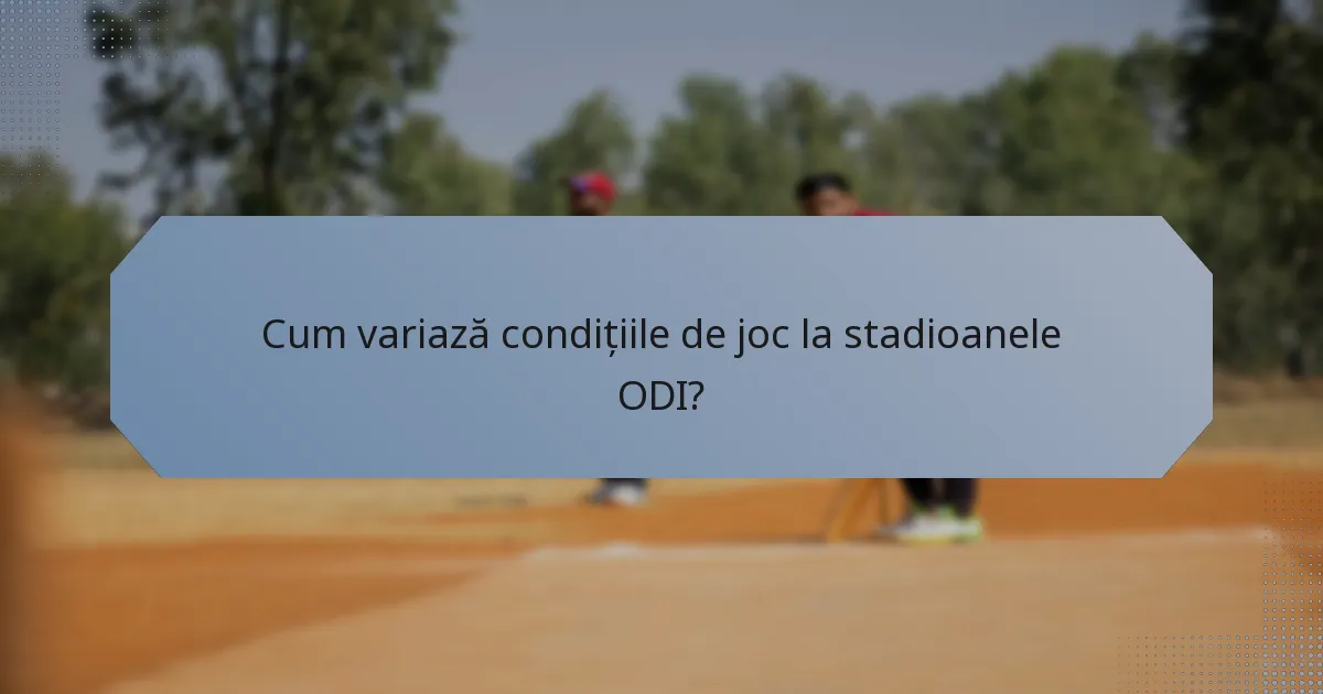Cum variază condițiile de joc la stadioanele ODI?