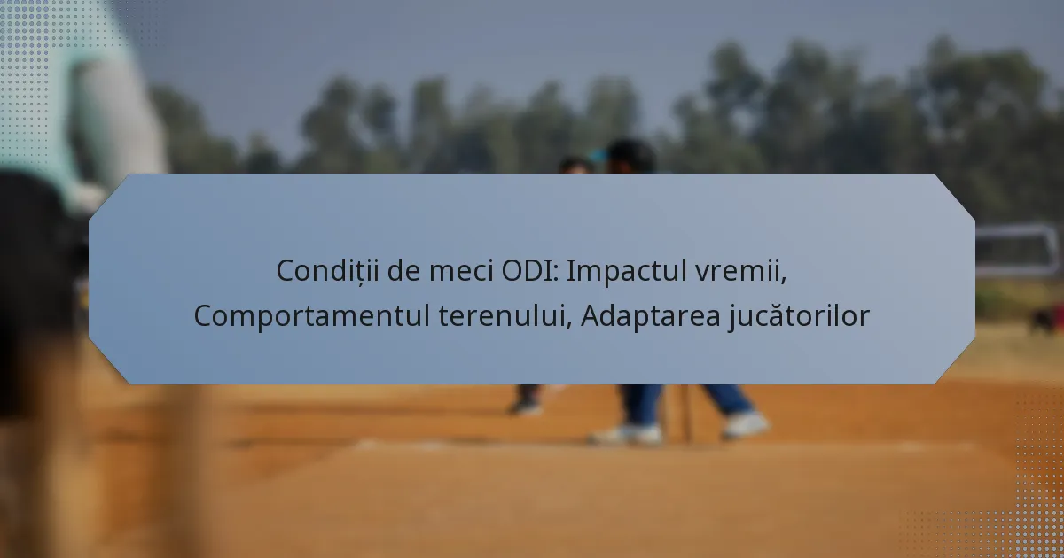 Condiții de meci ODI: Impactul vremii, Comportamentul terenului, Adaptarea jucătorilor