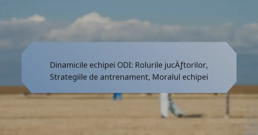 Dinamicile echipei ODI: Rolurile jucătorilor, Strategiile de antrenament, Moralul echipei