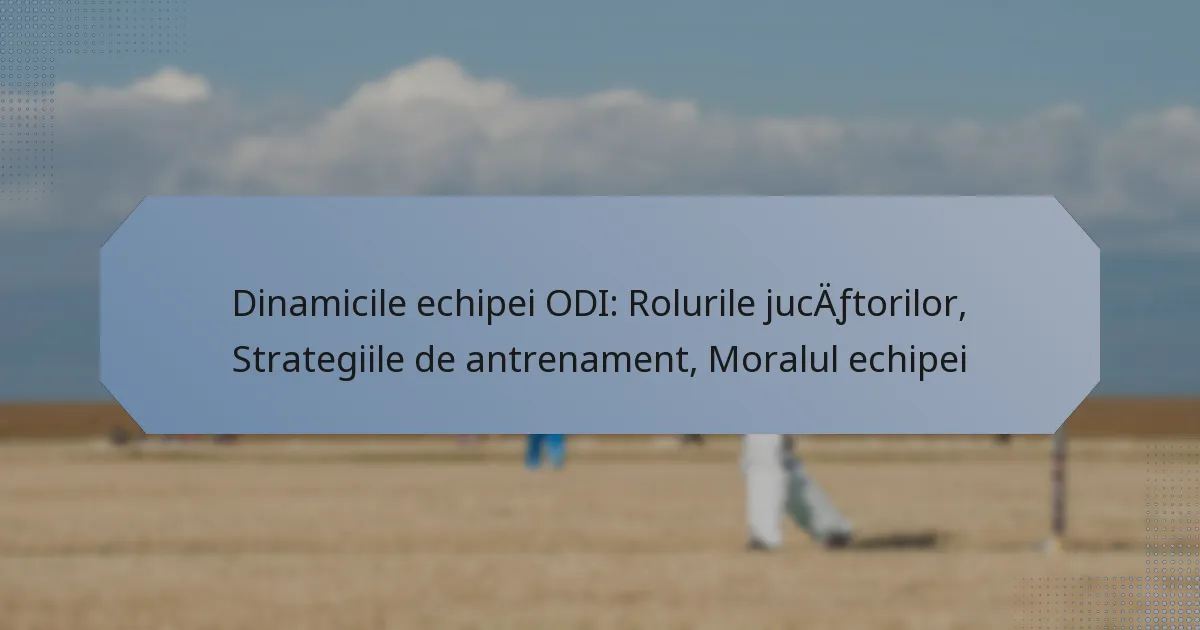Dinamicile echipei ODI: Rolurile jucătorilor, Strategiile de antrenament, Moralul echipei