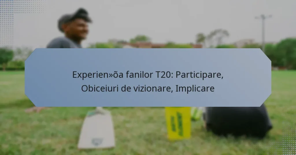 Experiența fanilor T20: Participare, Obiceiuri de vizionare, Implicare