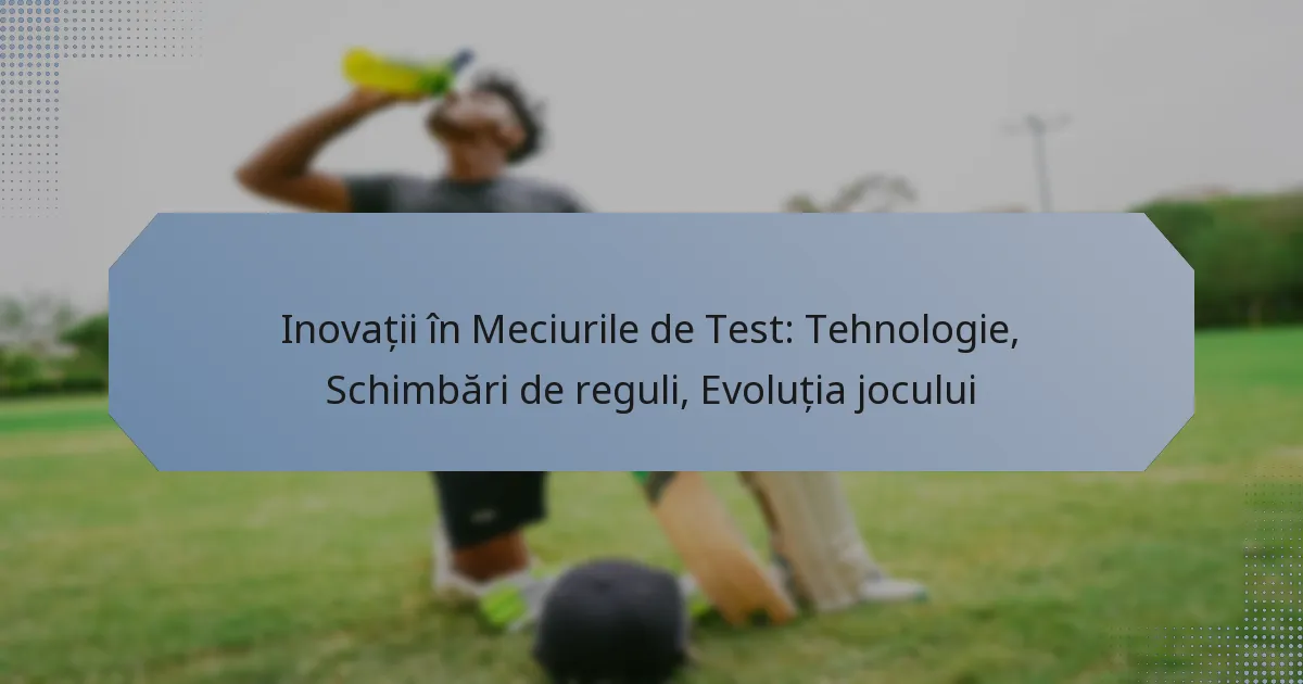Inovații în Meciurile de Test: Tehnologie, Schimbări de reguli, Evoluția jocului