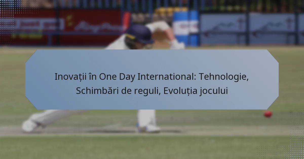 Inovații în One Day International: Tehnologie, Schimbări de reguli, Evoluția jocului