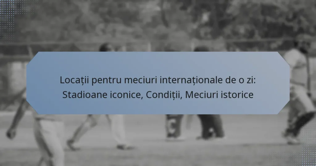 Locații pentru meciuri internaționale de o zi: Stadioane iconice, Condiții, Meciuri istorice