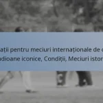 Locații pentru meciuri internaționale de o zi: Stadioane iconice, Condiții, Meciuri istorice