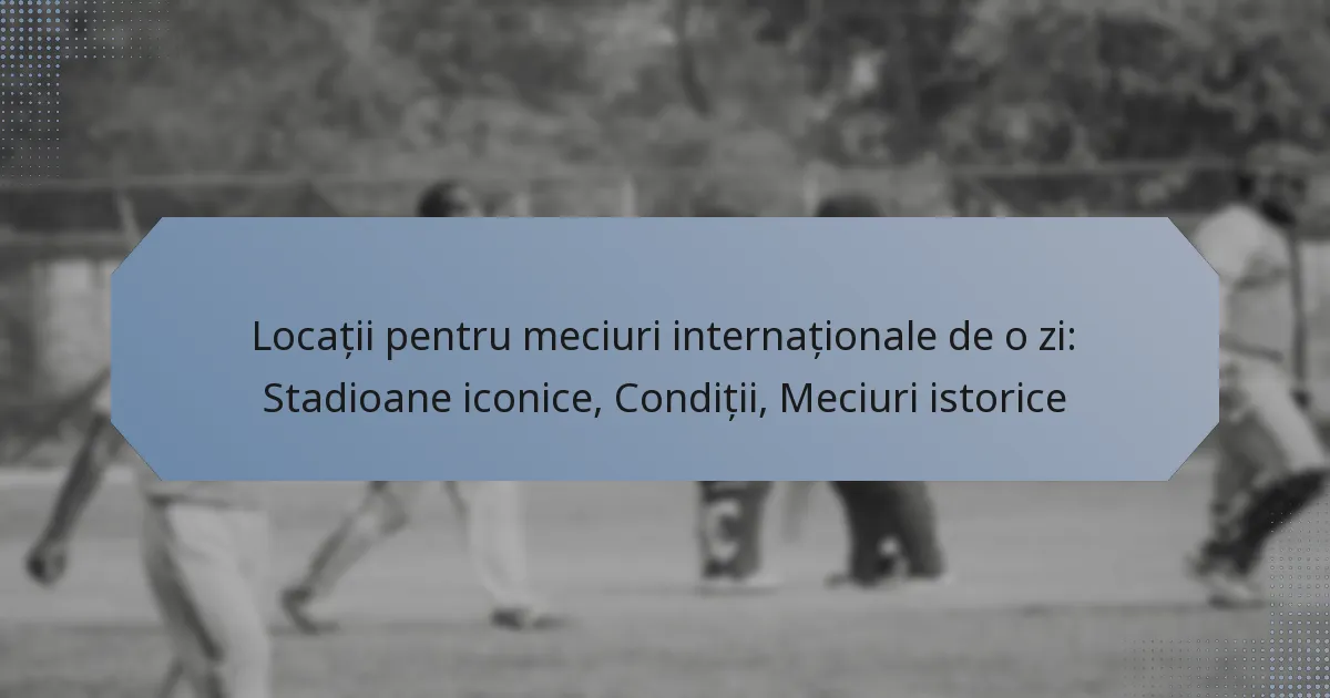 Locații pentru meciuri internaționale de o zi: Stadioane iconice, Condiții, Meciuri istorice