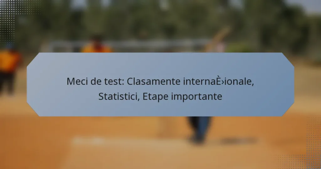 Meci de test: Clasamente internaționale, Statistici, Etape importante