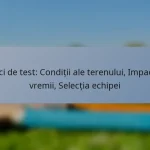 Meci de test: Condiții ale terenului, Impactul vremii, Selecția echipei