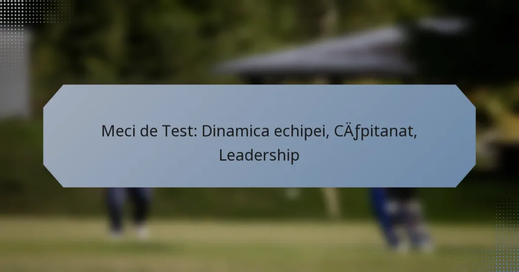Meci de Test: Dinamica echipei, Căpitanat, Leadership