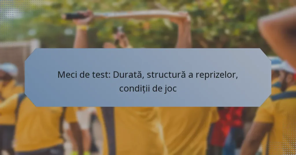 Meci de test: Durată, structură a reprizelor, condiții de joc