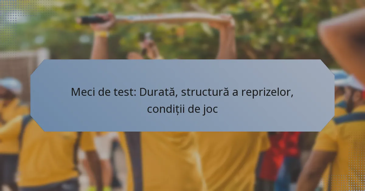 Meci de test: Durată, structură a reprizelor, condiții de joc
