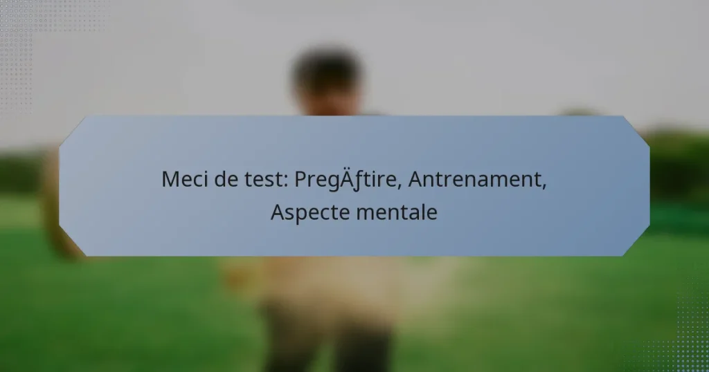 Meci de test: Pregătire, Antrenament, Aspecte mentale