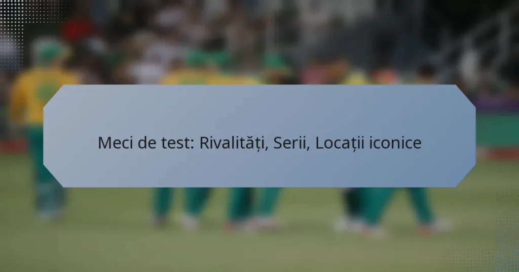 Meci de test: Rivalități, Serii, Locații iconice